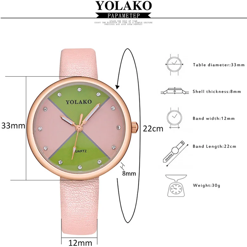 Женские наручные кварцевые часы 1 шт. для девушек Круглые повседневные модные