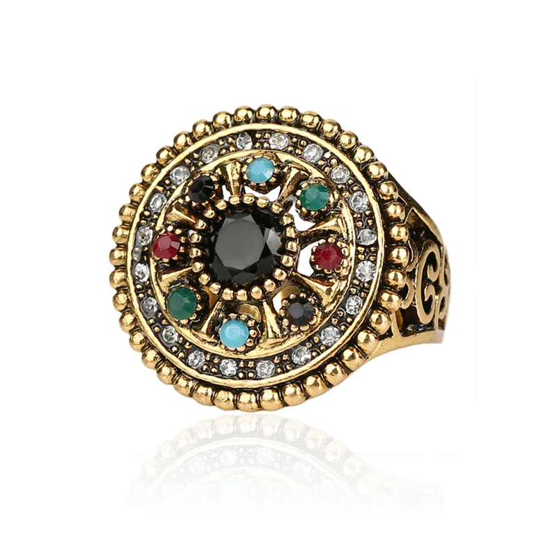 Женское Винтажное кольцо с цветком золотого цвета в античном стиле 2017 | Украшения