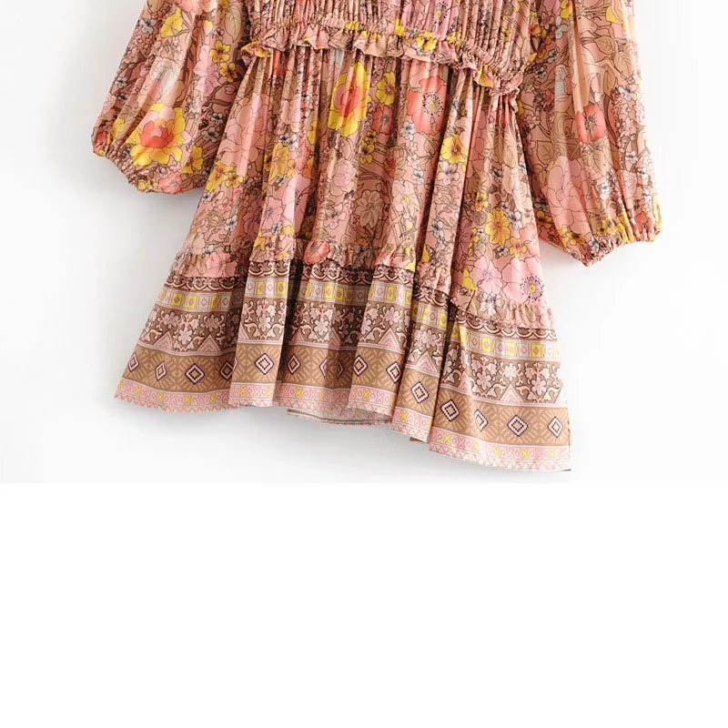 Женское Короткое платье в стиле бохо Летнее мини с принтом из вискозы Amathyst Foral