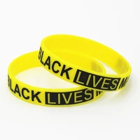 1pc hot sale black lives matter silicone wristband yellow silicone rubber bracelet bangles for men women name gifts sh108