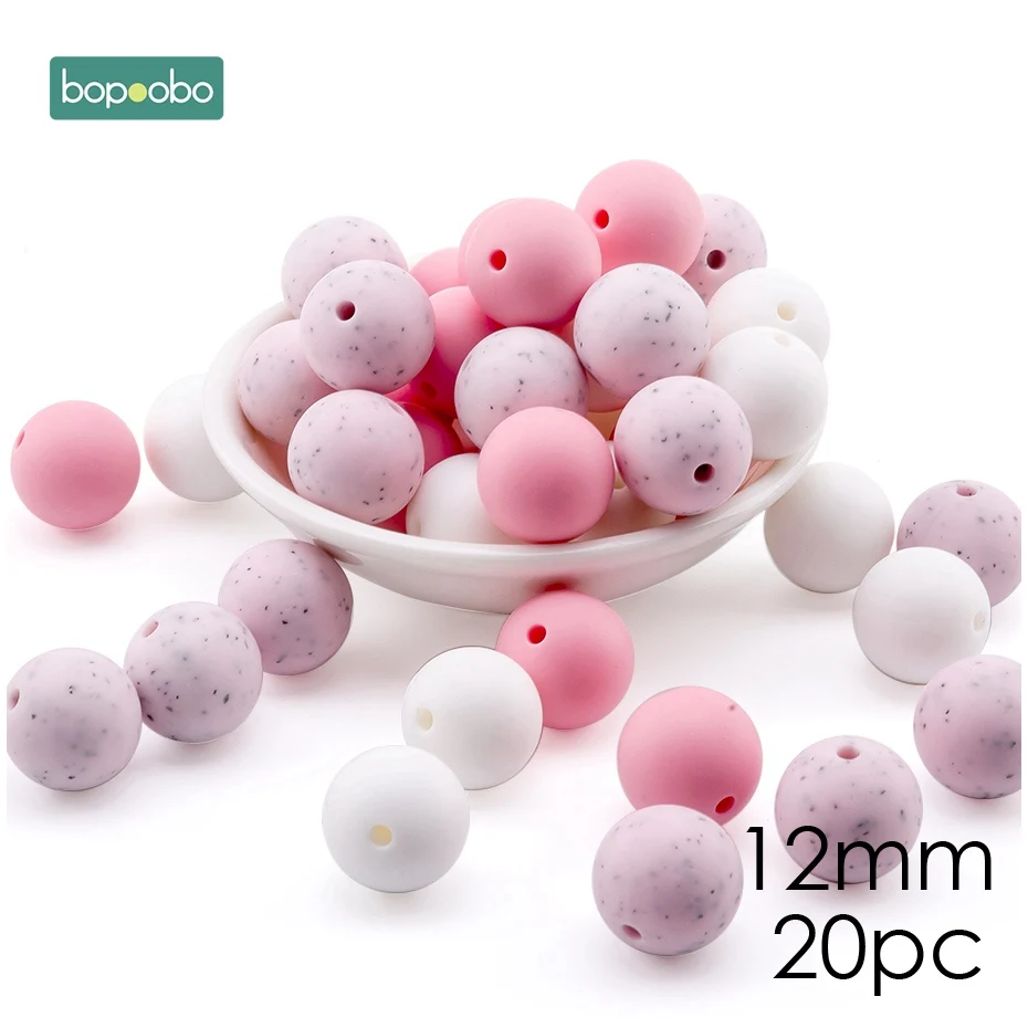 Pink Granite Bopobo, мини грызунок для собак, силиконовый, 15 мм, прорезыватель, бусины, маленькие грызуны, жемчуг, 0-12 месяцев, силиконовый, единорог, погремушка, детский Прорезыватель - Цвет: Pink Granite