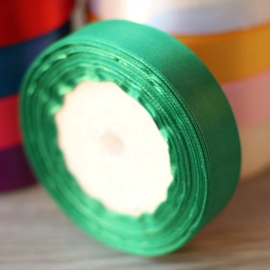 Green 2cm Шелковая Атласная Лента Свадебная декоративная подарочная упаковка аксессуары DIY материалы ручной работы 22 м/лот - Цвет: Green 2cm