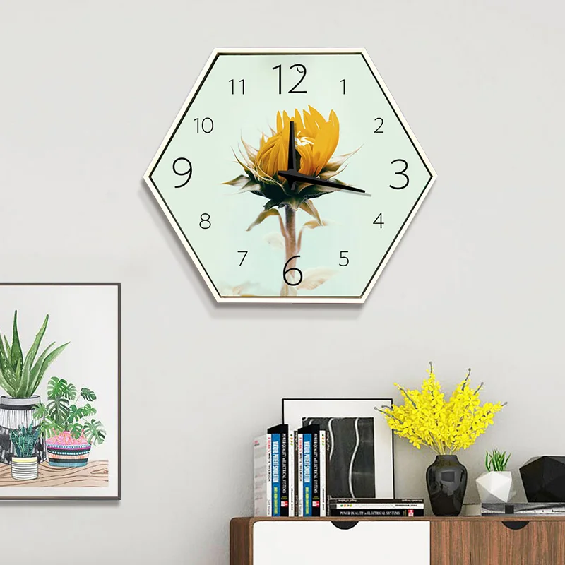 

Creative Hexagon wall clock, living room clock, modern minimalism, creative fashion, super mute, bedroom clock