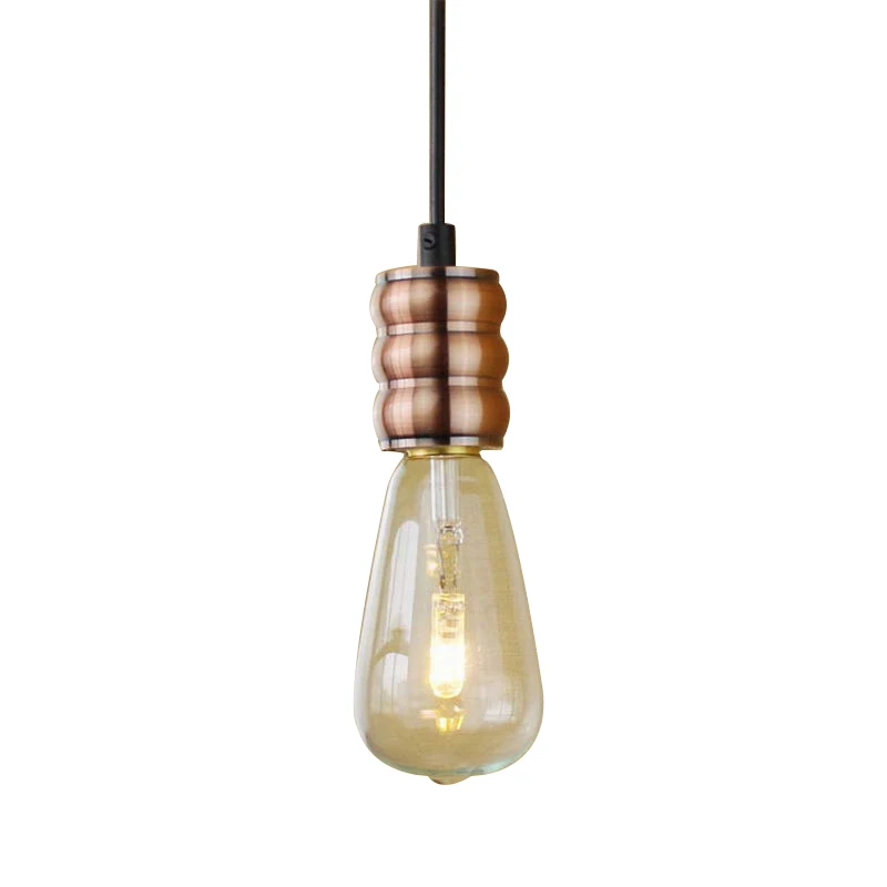 

Vintage iron painted minimalist red bronze pendant lamp E27 220V LED hanging light fixture restaurant bedroom hallway hotel cafe