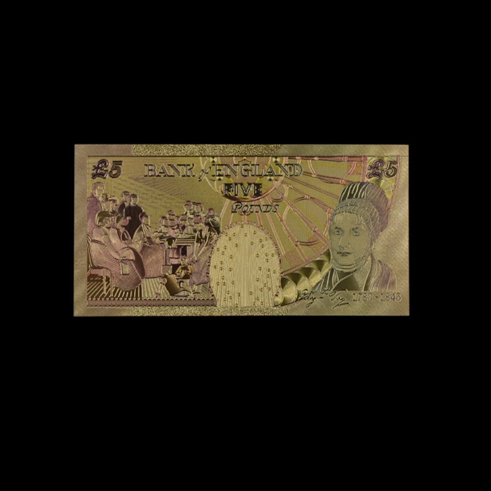 10pcs/lot Gorgeous United Kingdom Banknote 5 Pound Bill Gold 24K Collection of Decorative Gifts | Дом и сад