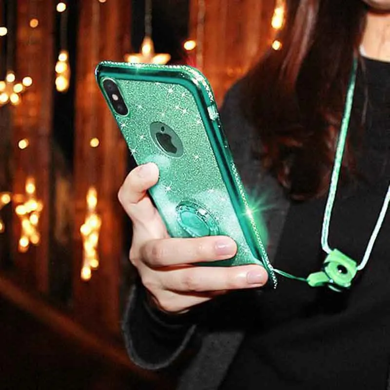 Ocyclone For IPhone X Case 360 degree Kickstand Bling Diamond Ring Rhinestone Thin Soft Glitter Cute Girls Sparkly Phone | Мобильные