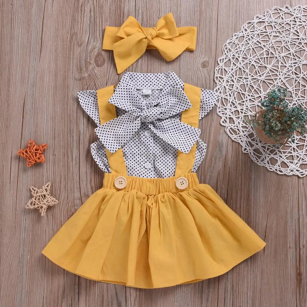 

Baby Girls Summer Clothes 3Pcs Dress+Tops+Headband Kids Infant Girls Clothing Suit Princess Birthday Lovely Fashion Costumes