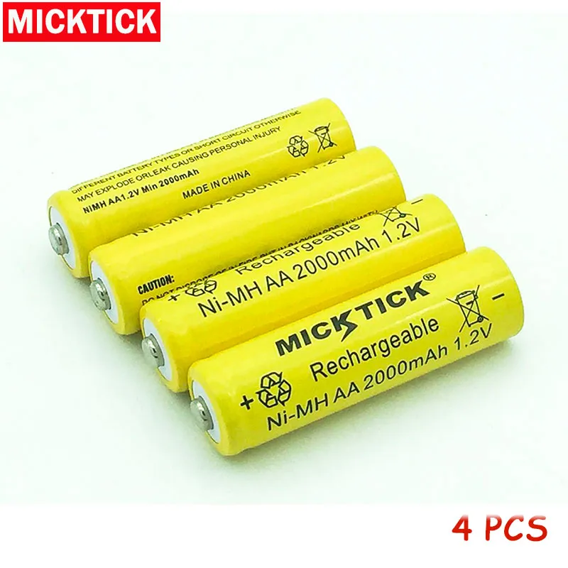 4 шт. MICKTICK 2000 мАч перезаряжаемые AA 5 # батарея В 1 2 в 2a Ni MH батареи большой ёмкость