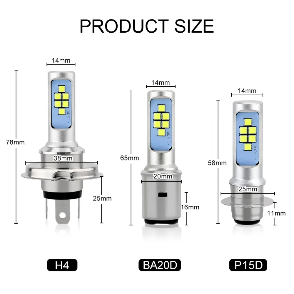 Светодиодные лампы для мотоциклетных фар S & D H4 BA20D H6 P15D противотуманные фары Canbus