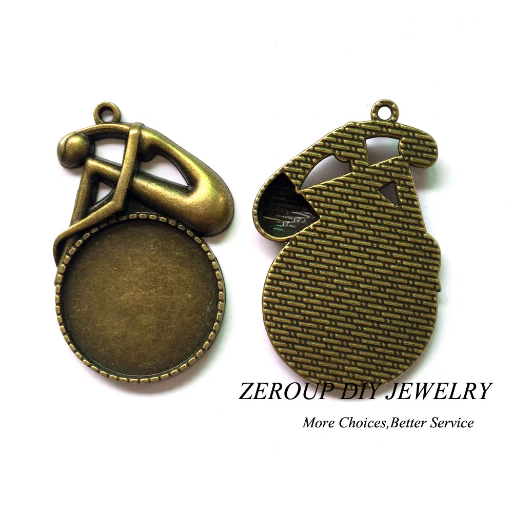 5 шт./лот 25 мм подвесной лоток Круглый античный бронзовый кабошон принадлежности