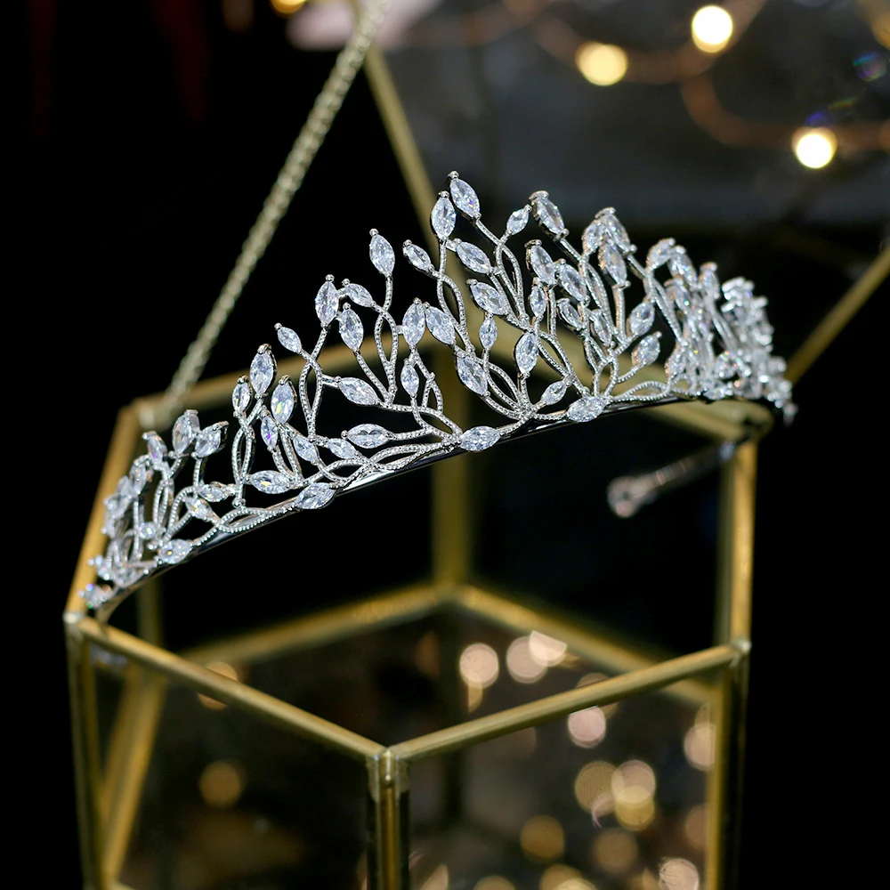 Alta calidad novia кубический цирконий boda тиара Корона banquete bola vestido de boda accesorios de joyeria