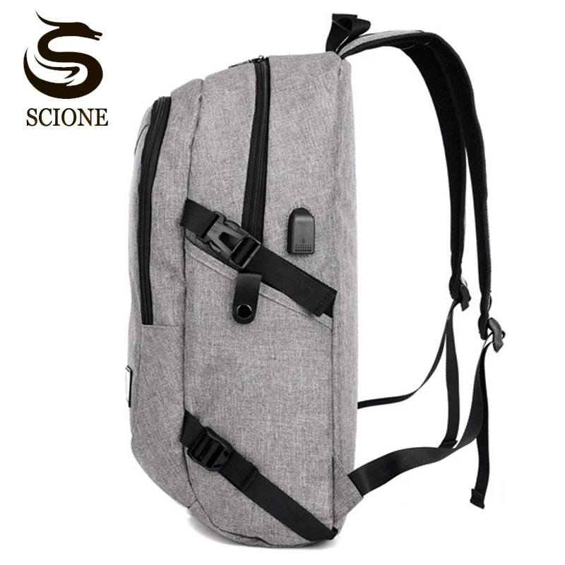 Модные популярные многофункциональные мужские рюкзаки с USB зарядкой для 15