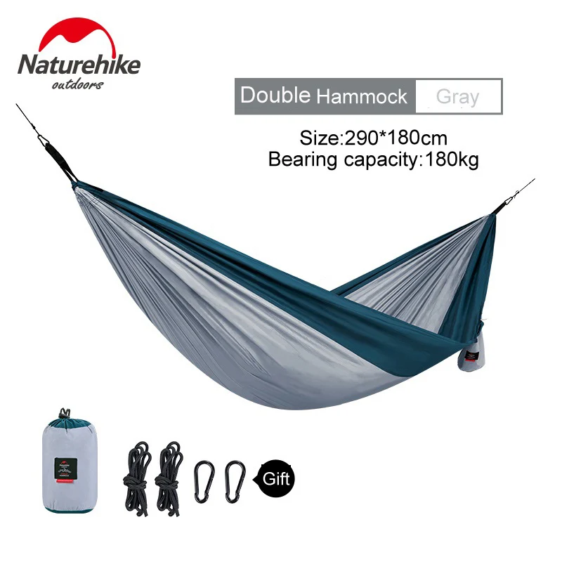 Gray 2 person Naturehike 1-2 человека Сверхлегкий одиночный двойной Кемпинг гамак открытый гамак качели подвесная палатка портативный спальный кровать - Цвет: Gray 2 person