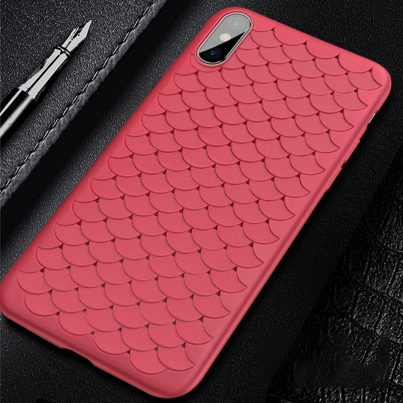Weaving Grid Case For iPhone X Luxury Woven Soft TPU Cases 6 6S 7 8 Plus Cover Fish Scale Phone Coque |