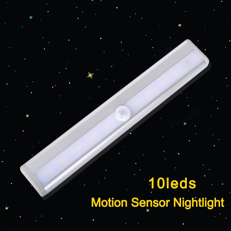 Светодиодный свет ночи 10 светодиодов Беспроводной движения Сенсор Кабинета