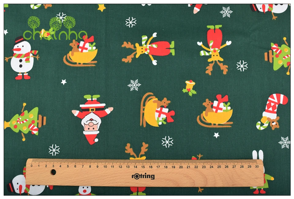 Chainho, 8 шт./лот, серия Merry Christmas, саржевая хлопковая ткань с принтом, Лоскутная Ткань для шитья и шитья, материал для детей и малышей