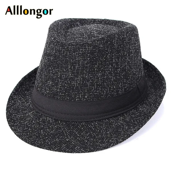 Осень, Зимняя мужская шляпа-федора, черная, sombrero, Fedora hombre, Ретро стиль, Дерби, джаз, шляпа, Трилби, красная - Цвет: Черный