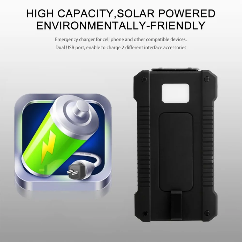 20000 мАч power Bank Wopow Солнечная портативная зарядка bank Водонепроницаемый двойной USB