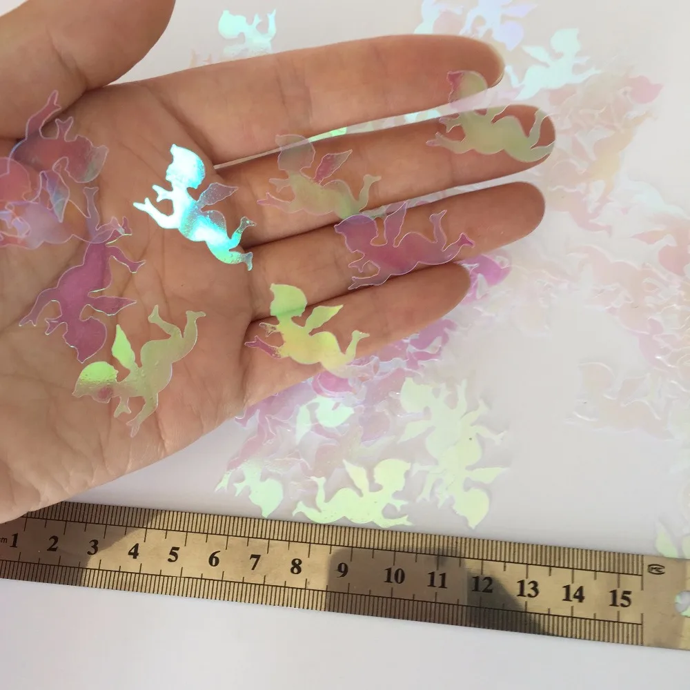 

Iridescent angel confetti Baptism Christening Decoration Christmas Table Scatter baby shower wedding engagement party decorate