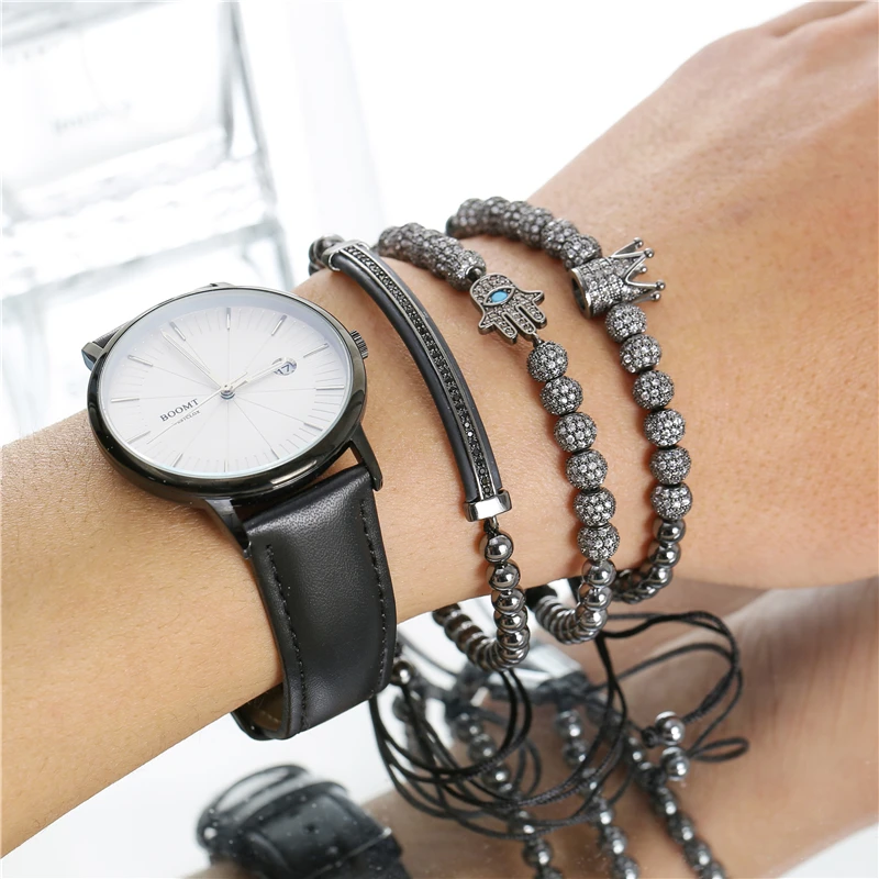 3 шт./компл. CZ браслет медные бусины золотая корона Фатима Амулеты Браслет Корона