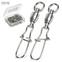 102050lot stainless steel fishing connector swivels interlock rolling with hooked bearing fishhook lure tackle accessories