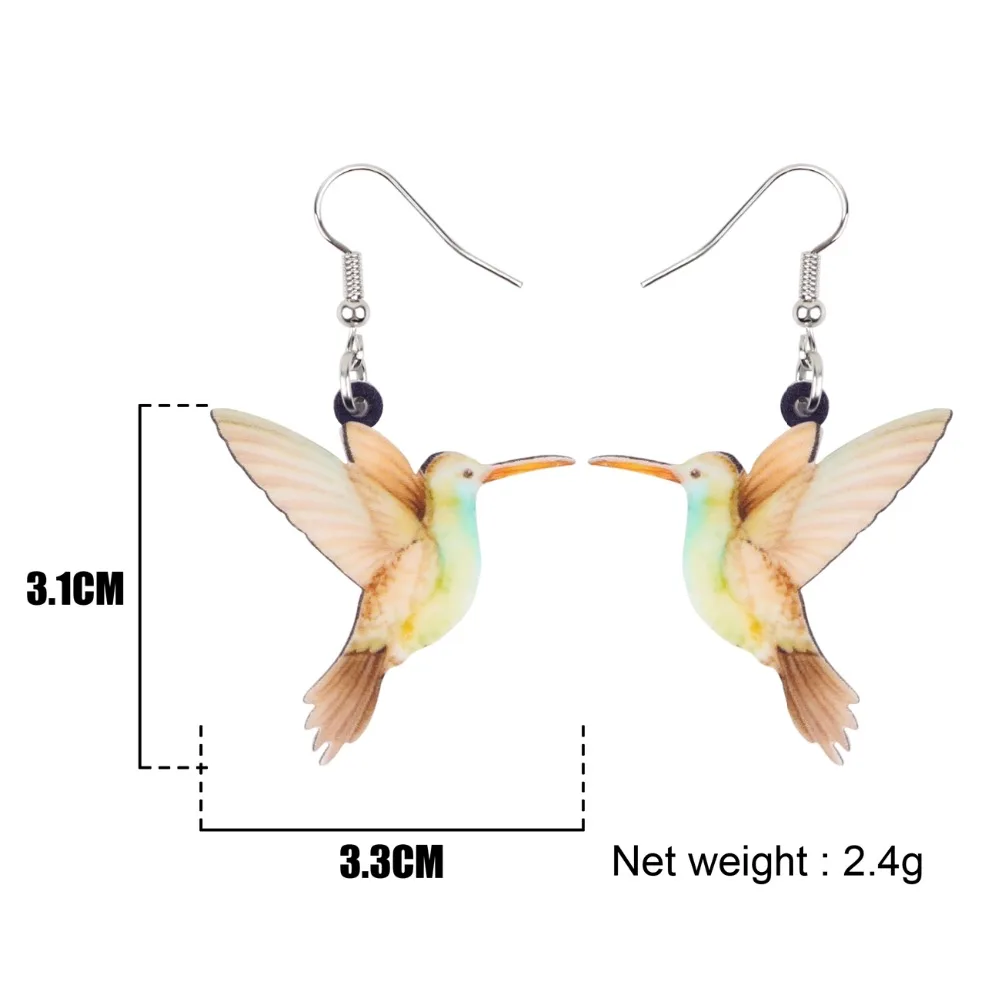 Большие длинные серьги с падающими птицами Hummingbird из акрила Bonsny в стиле аниме для женщин, девочек и детей