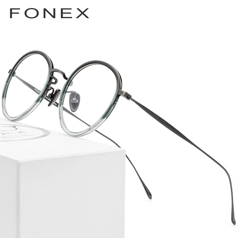 FONEX Pure B титановые оптические женские очки, винтажные круглые очки, оправа для мужчин, близорукость, очки по рецепту, корейские очки 853