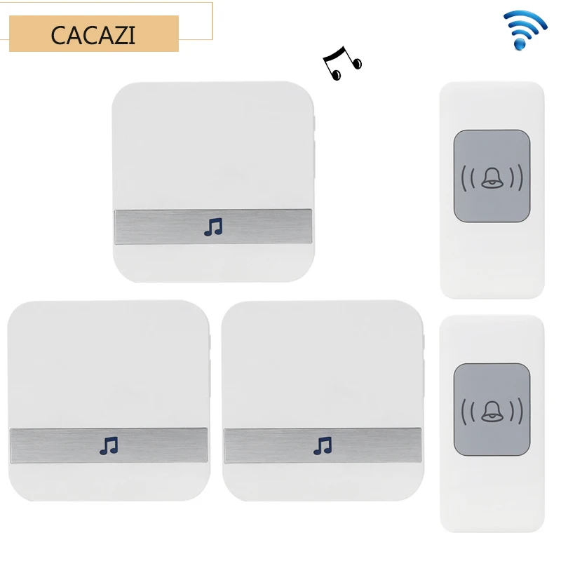 CACAZI новейший Умный домашний дверной звонок 2 водонепроницаемые кнопки + 3