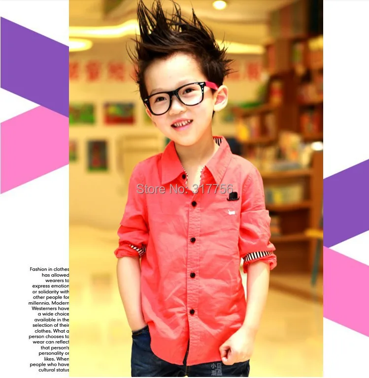 Однотонная рубашка с длинными рукавами в Корейском стиле для мальчиков детская