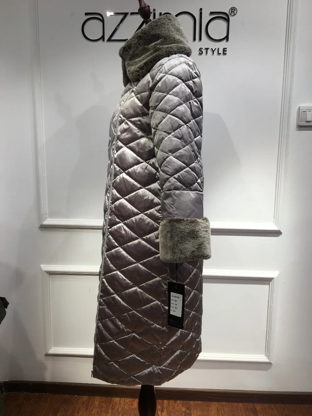 AZZIMIA Women's Winter Jackets and Coats Fashion Clothing Large Fake Rabbit Fur Collar looks like real Down jacket 2017 | Женская