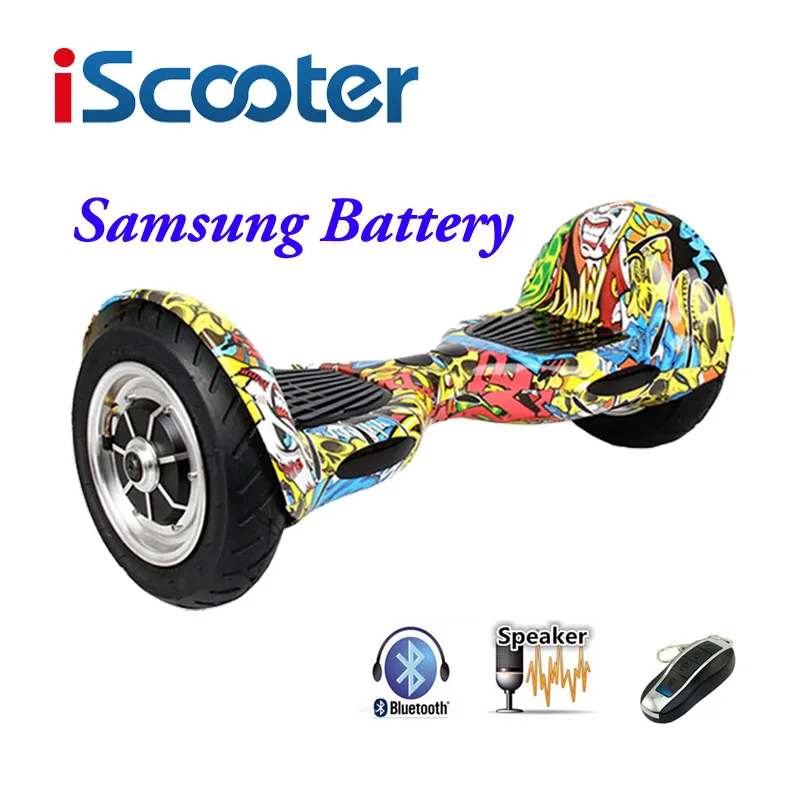 Samsung yellow IScooter Ховерборд 10 дюймов Bluetooth 2 колеса самобалансирующийся электрический скутер два колеса 10 ''с Дистанционным Ключом и светодиодный скейтборд - Цвет: Samsung yellow