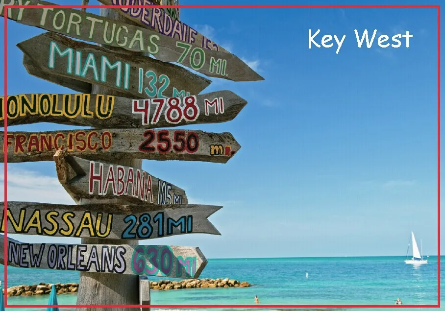 Key West Travel USA дорожные магниты в подарок 78*54 мм Соединенные Штаты сувенир магнит на