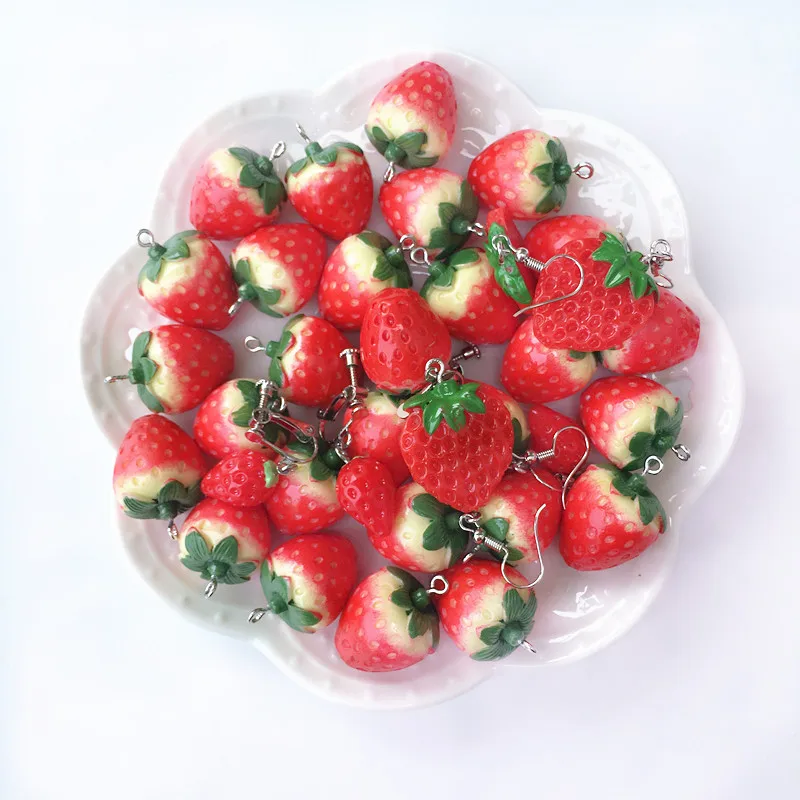Женские милые серьги с фруктами и клубничками вечерние серьги-подвески