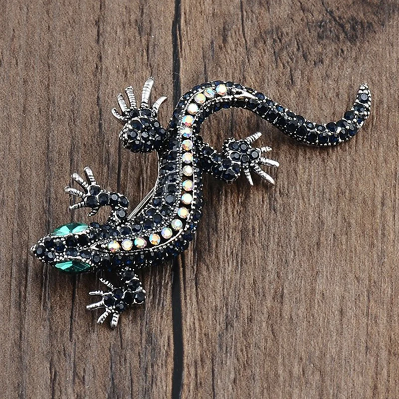 Распродажа Винтажная брошь в виде ящерицы с кристаллами для женщин ювелирные