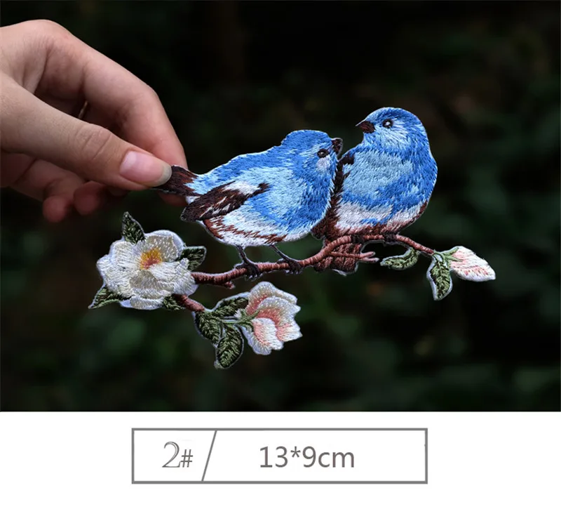 Красивая модная вышивка птица с цветочным нашивкой стикерная ткань наклейка для