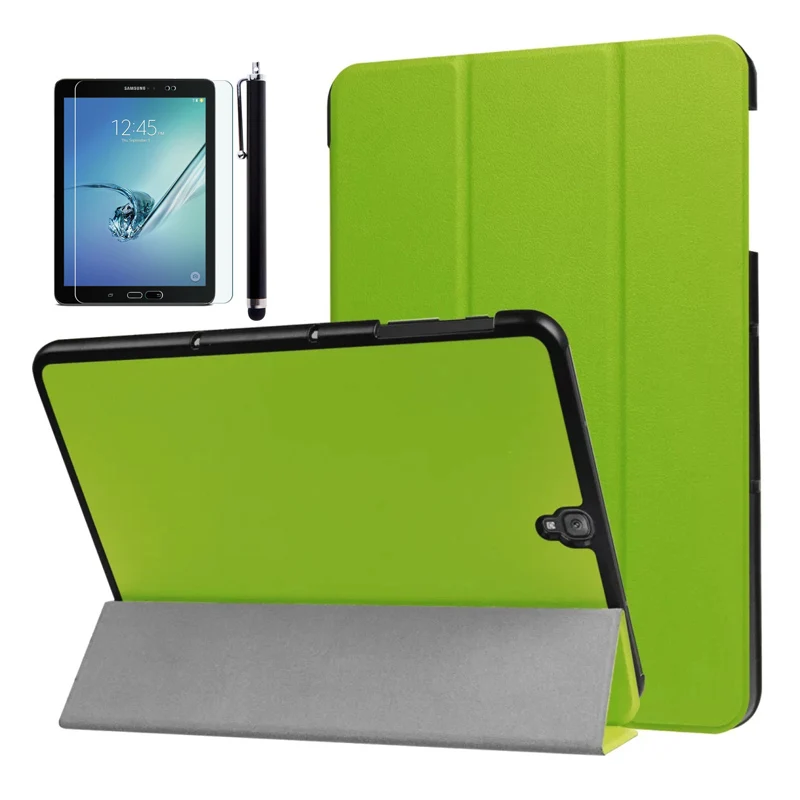 Green CucKooDo ультра тонкий смарт-Корпус чехол-подставка для Samsung Galaxy Tab S3 9,7 дюймов(SM-T820/T825)+ стилус+ Экран пленка - Цвет: Green