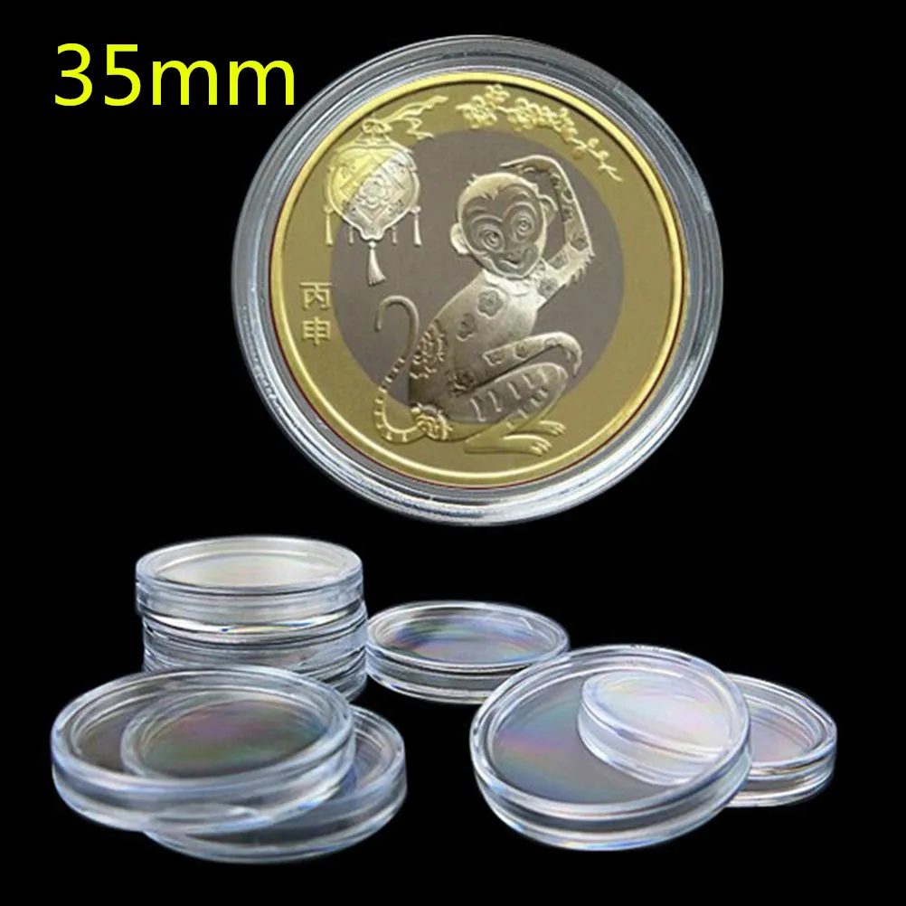 10Pcs/Box Coin Box Clear 18-50mm Round Boxed Holder Plastic Storage Capsules Display Cases Organizer Collectibles Gifts | Дом и сад