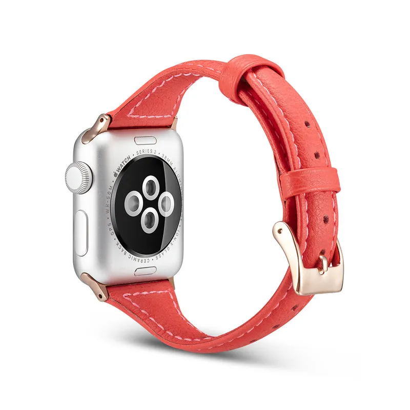 Ремешок из натуральной кожи для Apple Watch тонкий ремешок часов 4 3 2 1 40 44 42 38 мм |