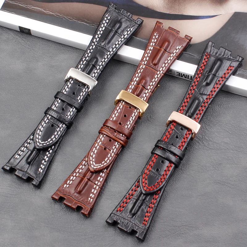 Watch accessories 28mm suitable for AP genuine Garry leather strap sports and leisure foldable buckle for men's AP strap buckle