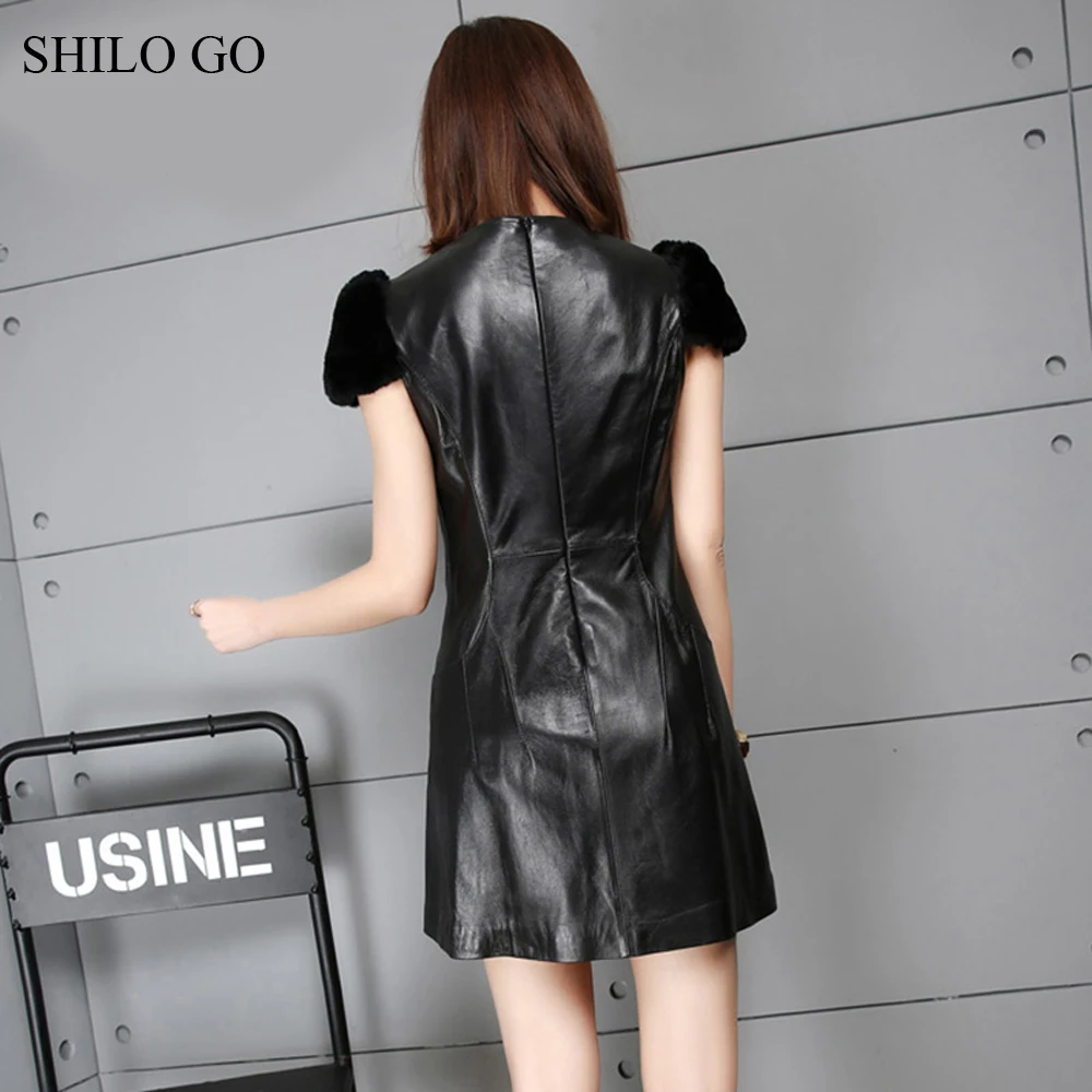 Женское кожаное платье SHILO GO весеннее модное из натуральной овечьей кожи