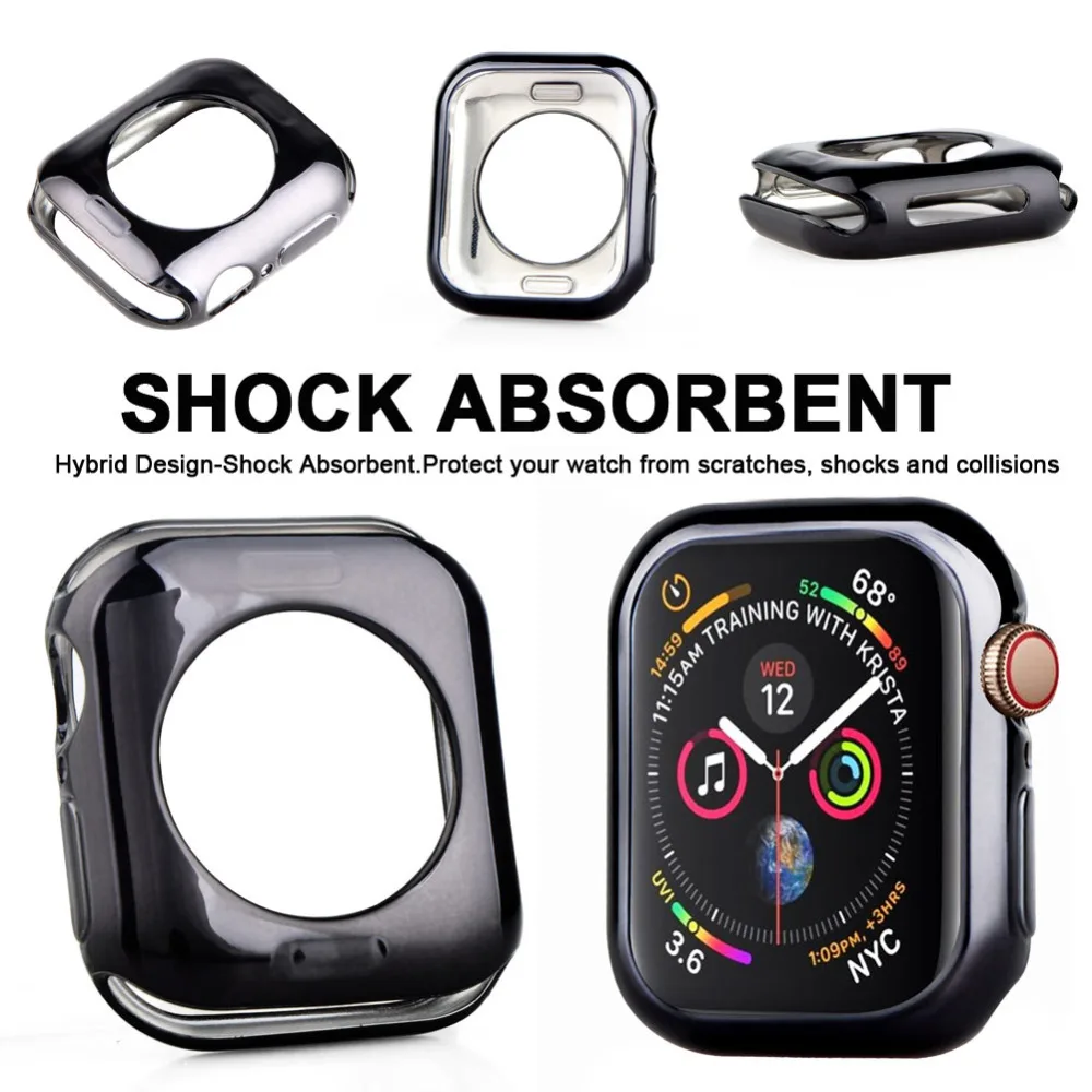 1 шт. силиконовый защитный чехол для Apple Watch Series 4 40 мм розовые золотые серебряные