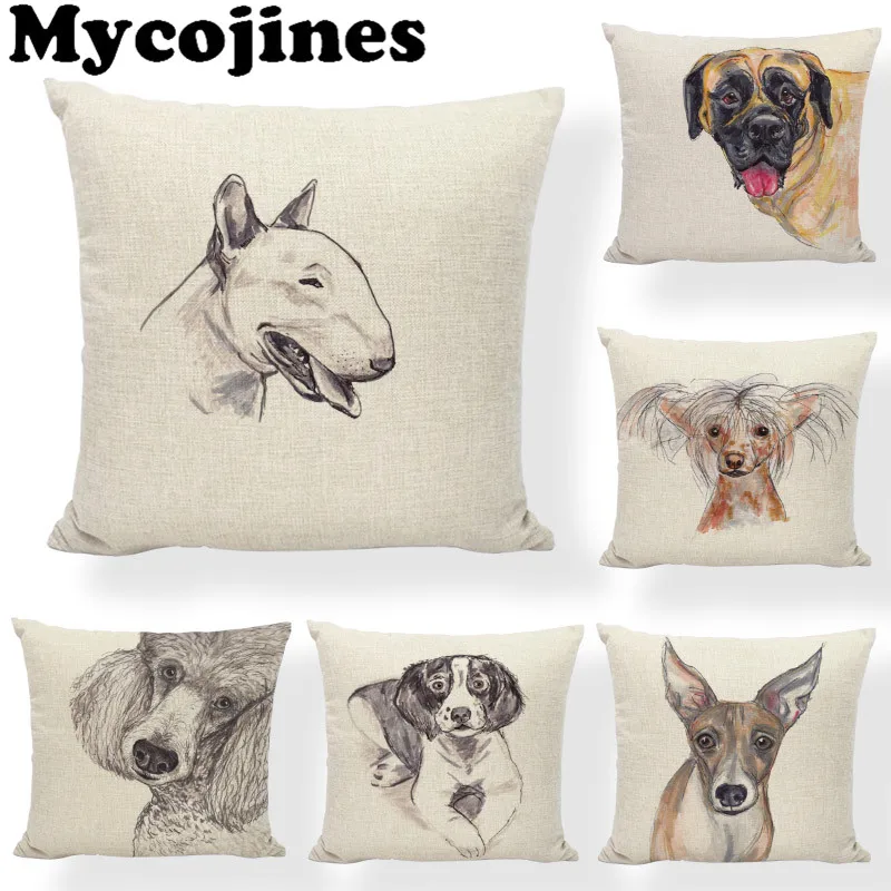 

China Crestd Dog Chihuahua Greyhound Polish Lowland Sheepdog Pollowcase 45*45 Labrador Home Couch Decor Cushion Cover