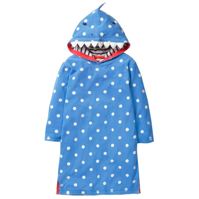 2019 New Spring Striped 100% Cotton Rainbow Whale Sunshine Dot Kids Dresses for Girls Toddler Girl Party Hoodie Dress |