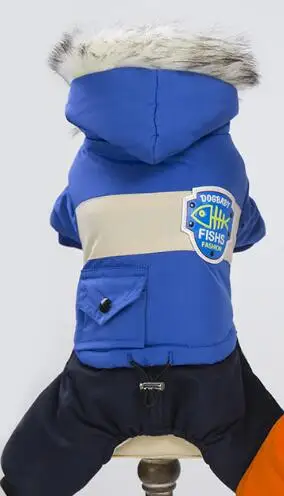 Синий Комбинезоны для собак, красный, синий, серый цвета, размеры s-xxl, комбинезоны для собак на осень и зиму, теплые комбинезоны для животных, аксессуары для собак - Цвет: Синий