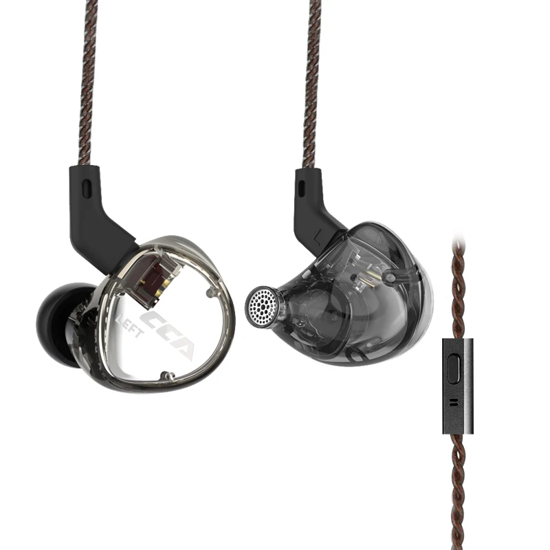 black with mic CCA C04 1BA+ 1DD гибридные наушники в ухо HIFI DJ монитор для бега спортивные наушники гарнитура вкладыши с съемным обновленным кабелем - Цвет: black with mic
