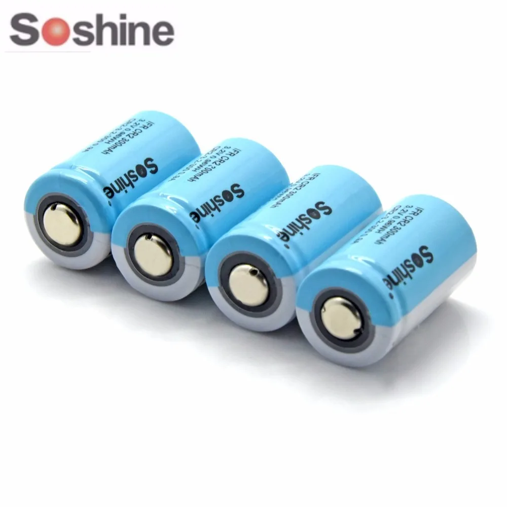 Soshine 4 шт. IFR CR2 3 2 в 300 мАч LiFePO4 перезаряжаемый аккумулятор с батарейным блоком для