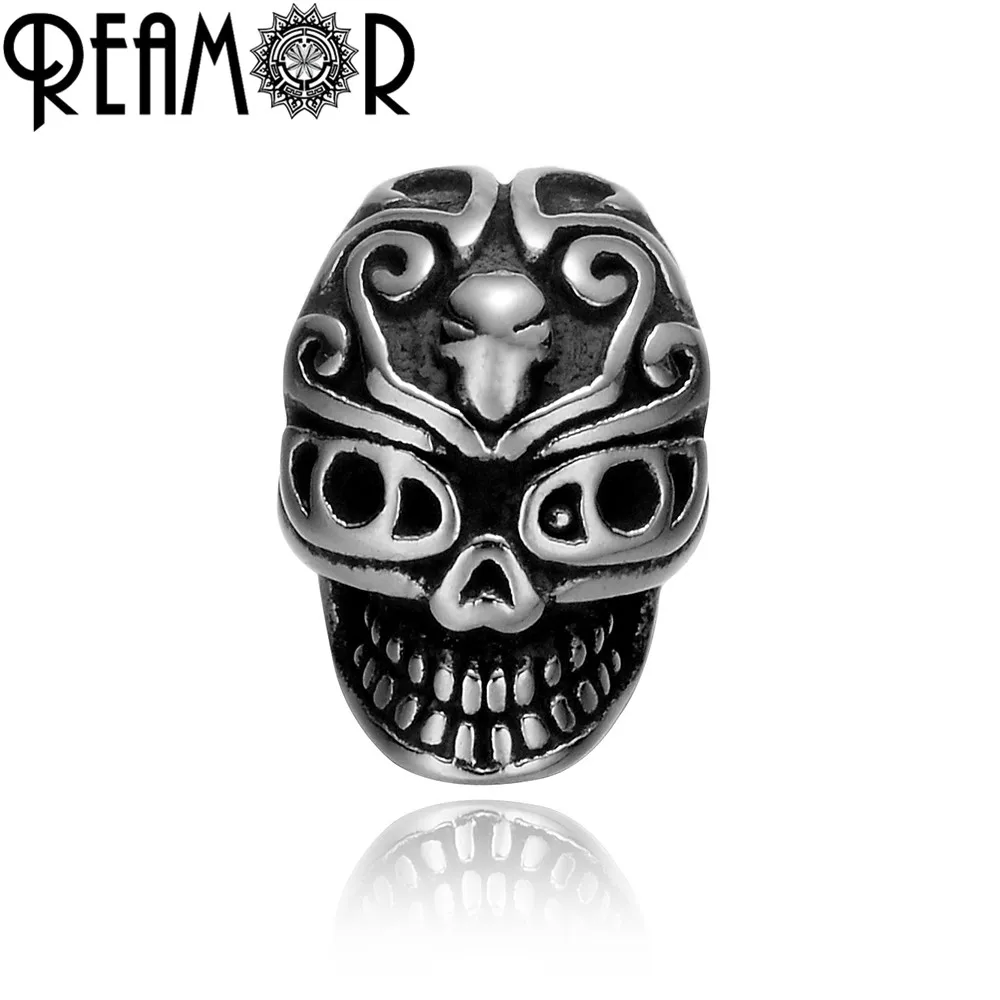 REAMOR Ghost бусины в виде голов 5 мм Размер отверстия 316l Бусы из нержавеющей стали