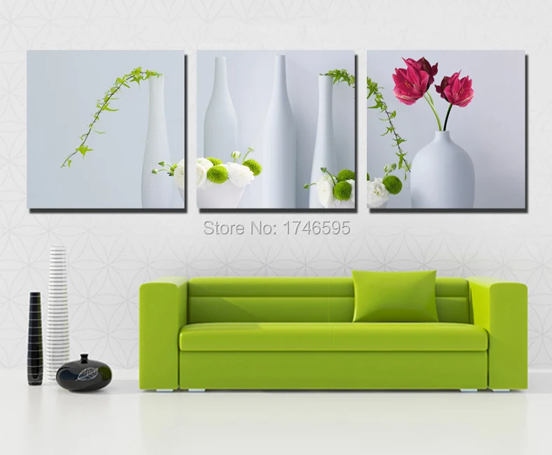 

Big 3pieces modern home wall art decor flower vase canvas Wall Art picture for living room dining room wall decor print Painting