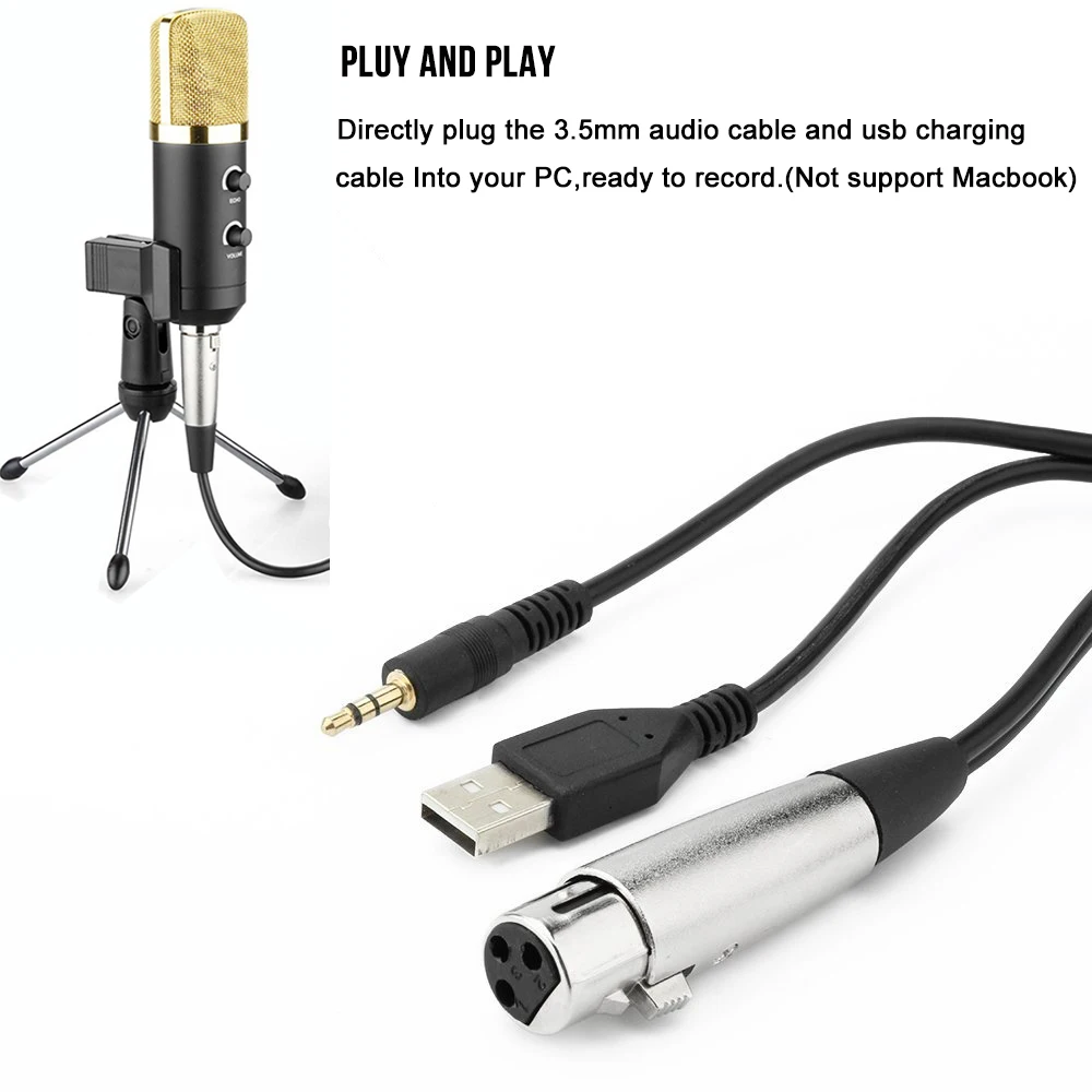 MK-F100TL проводной микрофон USB конденсаторный звукозаписывающий микрофон с подставкой для общения пение караоке ноутбук Skype