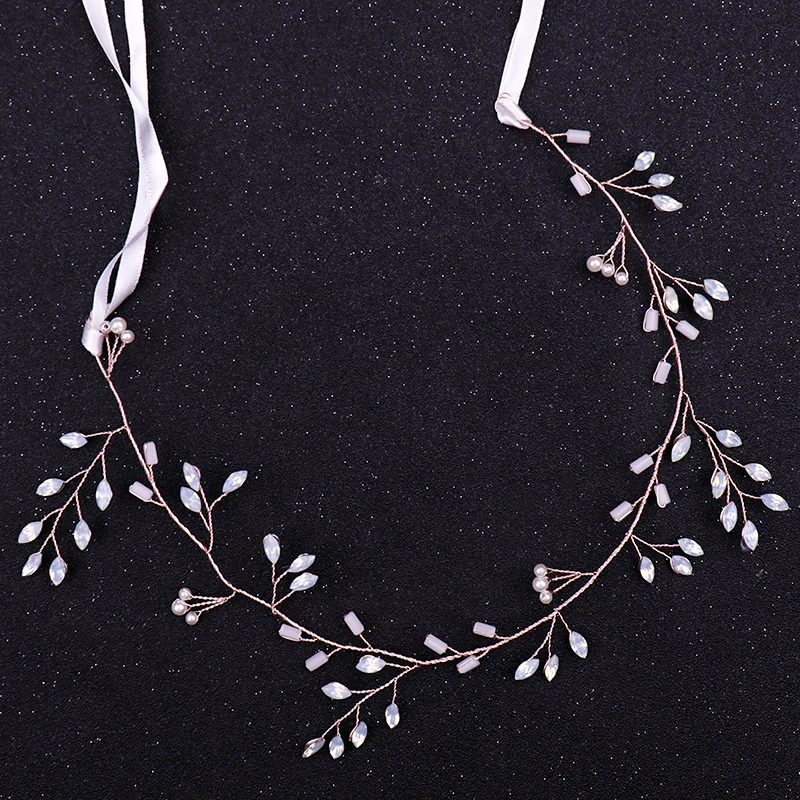 Тиара из розового золота обруч для волос жемчужины горный хрусталь украшения